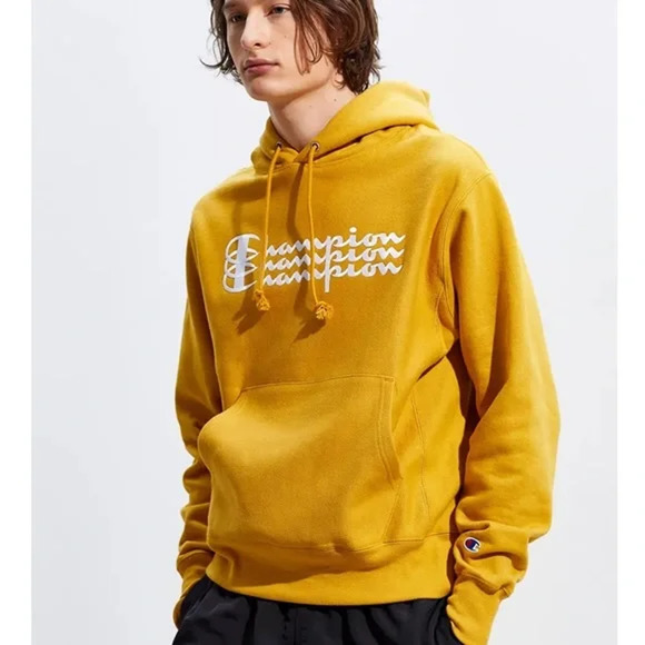 Champion Men's UO Exclusive Triple Script Reverse Weave Hoodie Sweatshirt - L - Picture 1 of 6